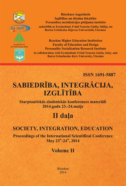 					View Vol. 2 (2014): SOCIETY. INTEGRATION. EDUCATION. Proceedings of the International Scientific Conference May 23rd-24th, 2014, Volume II
				