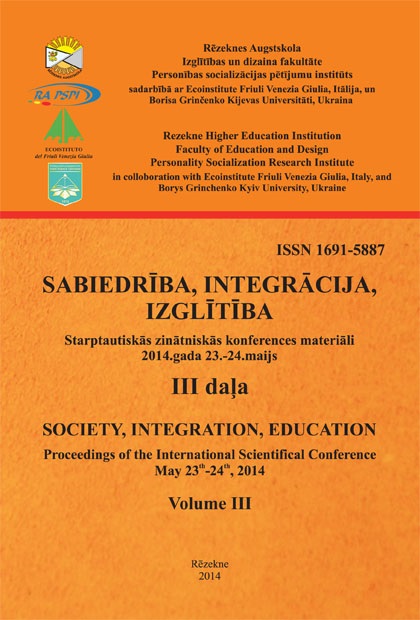 					View Vol. 3 (2014): SOCIETY. INTEGRATION. EDUCATION. Proceedings of the International Scientific Conference May 23rd-24th, 2014, Volume III
				