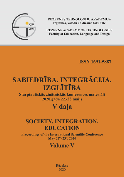 					View Vol. 5 (2020): SOCIETY.INTEGRATION.EDUCATION. Proceedings of the International  Scientific  Conference. May 22nd-23rd, 2020, Volume V, LIFELONG LEARNING, INNOVATION IN LANGUAGE EDUCATION, ART AND DESIGN
				