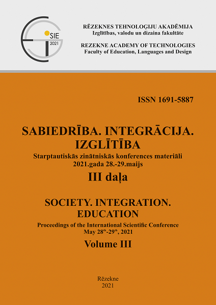 					View Vol. 3 (2021): SOCIETY.INTEGRATION.EDUCATION. Proceedings of the International Scientific Conference. May 28th-29th, 2021, Volume III, SPECIAL PEDAGOGY, SOCIAL PEDAGOGY
				