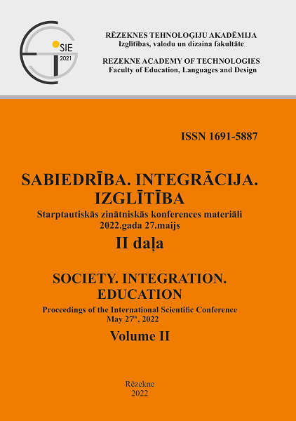 					View Vol. 2 (2022): SOCIETY.INTEGRATION.EDUCATION. Proceedings of the International Scientific Conference. May 27th-28th, 2022
				