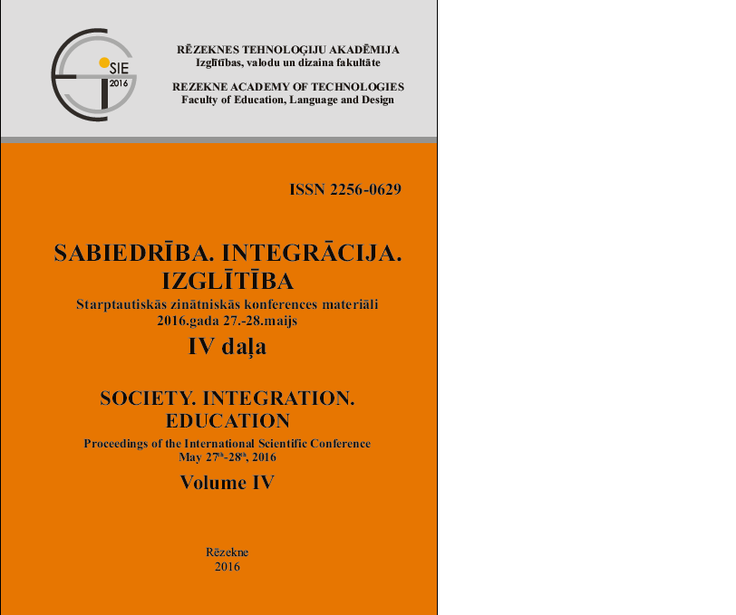 					View Vol. 4 (2016): SOCIETY. INTEGRATION. EDUCATION. Proceedings of the International Scientific Conference May 27th-28th, 2016, Volume IV
				