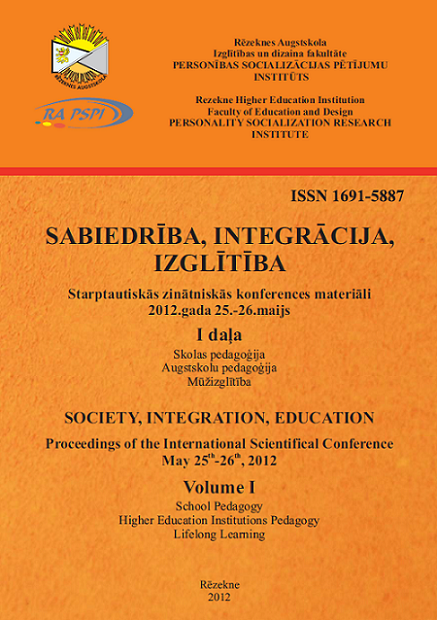 					View Vol. 1 (2012): SOCIETY. INTEGRATION. EDUCATION. Proceedings of the International Scientific Conference May 25th-26th, 2012, Volume I
				