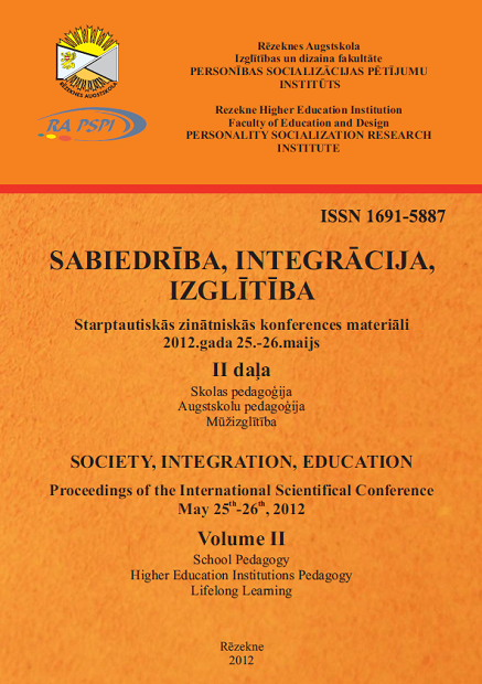					View Vol. 2 (2012): SOCIETY. INTEGRATION. EDUCATION. Proceedings of the International Scientific Conference May 25th-26th, 2012, Volume II
				