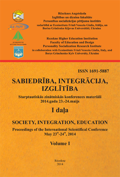 					View Vol. 1 (2014): SOCIETY. INTEGRATION. EDUCATION. Proceedings of the International Scientific Conference May 23rd-24th, 2014, Volume I
				
