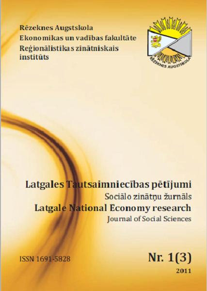 					View Vol. 1 No. 3 (2011): Latgale National Economy Research
				